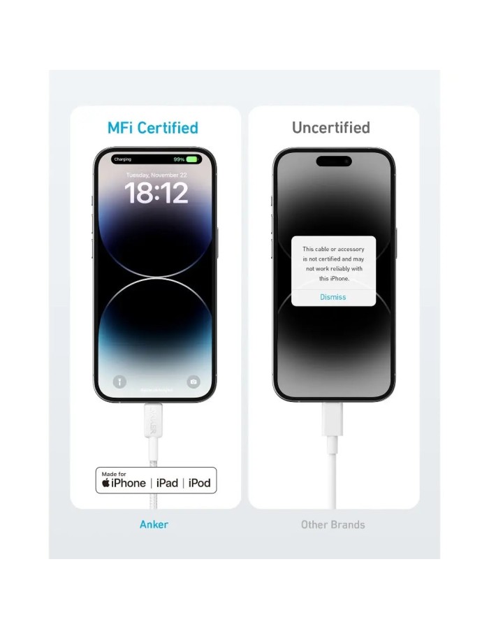 Anker Mobile Cable USB-C to MFI 1.8m 322 White Anker Mobile Cable USB-C to MFI 1.8m 322 White