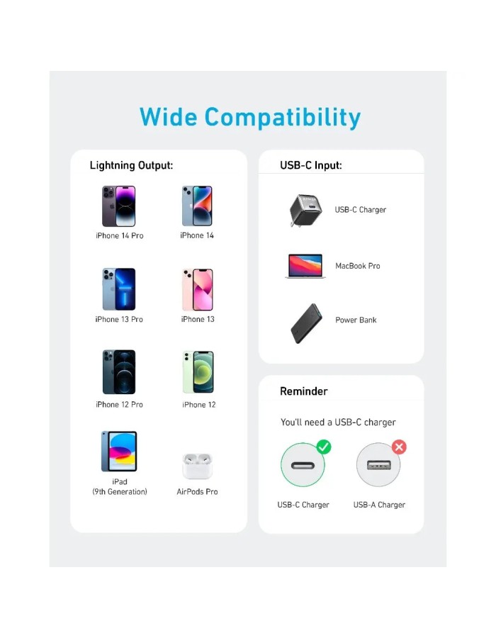 Anker Mobile Cable USB-C to MFI 1.8m 322 White Anker Mobile Cable USB-C to MFI 1.8m 322 White