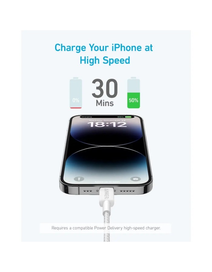 Anker Mobile Cable USB-C to MFI 1.8m 322 White Anker Mobile Cable USB-C to MFI 1.8m 322 White