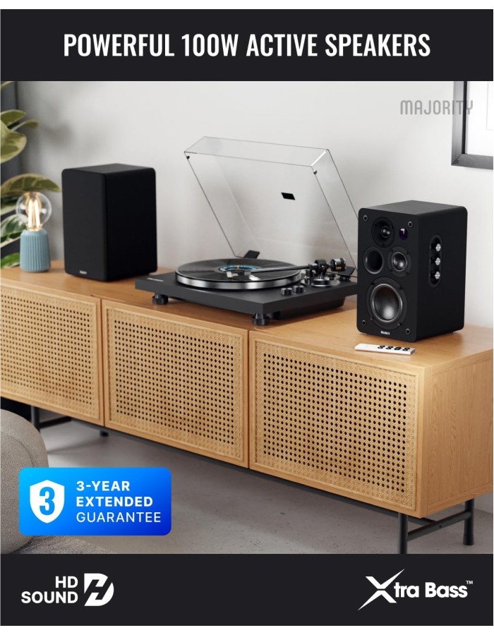 Majority Speakers Active D100X 100W 5'' 3-Way BT/USB/HDMI/DSP/Phono Black (pair)