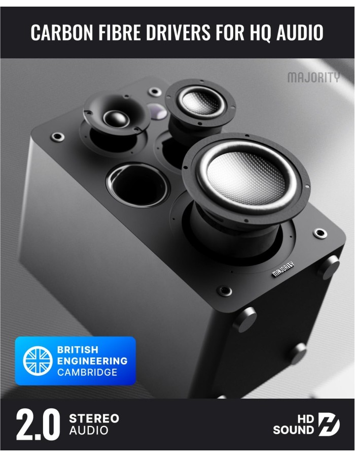 Majority Speakers Active D100X 100W 5'' 3-Way BT/USB/HDMI/DSP/Phono Black (pair)
