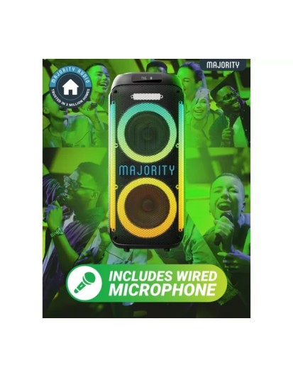 Majority Speakers Portable Karaoke PULSE P2 120W 2x6.5'' Wired Mic BT/USB/RGB UK