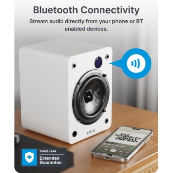 Majority Speakers Active D50X 60W 2.0 BT/USB/Optical/HDMI ARC White (pair)