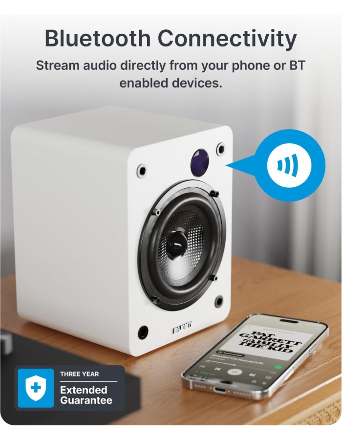 Majority Speakers Active D50X 60W 2.0 BT/USB/Optical/HDMI ARC White (pair)