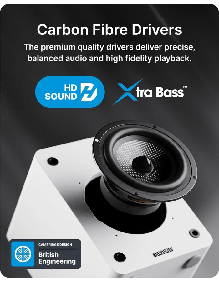 Majority Speakers Active D50X 60W 2.0 BT/USB/Optical/HDMI ARC White (pair)