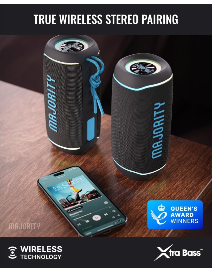 Majority Portable Speakers Move 2 IPX67 24W USB/AUX/SD/RGB UK