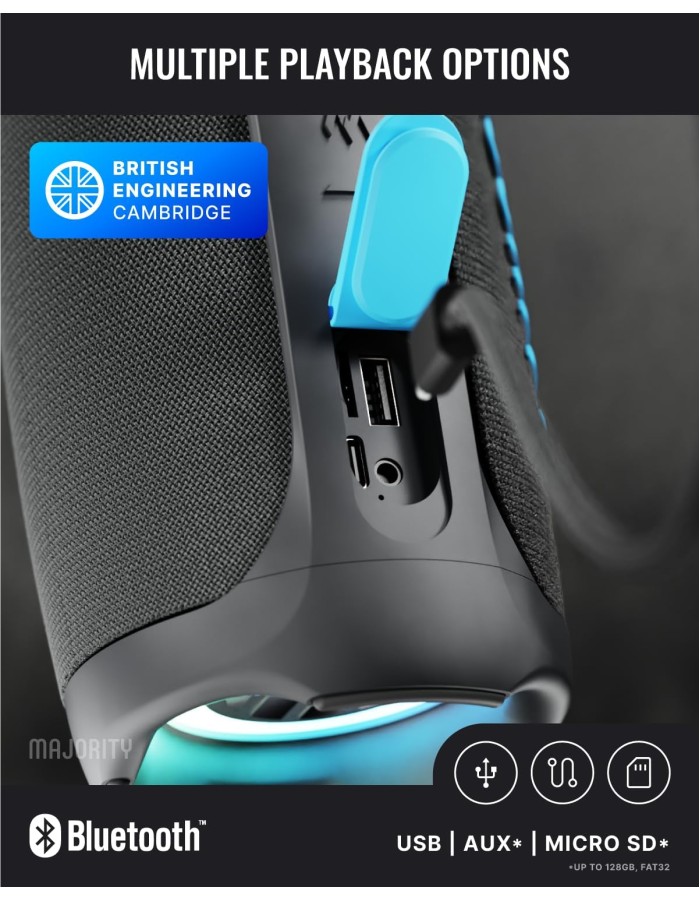 Majority Portable Speakers Move 3 IPX67 40W USB/AUX/SD/RGB UK