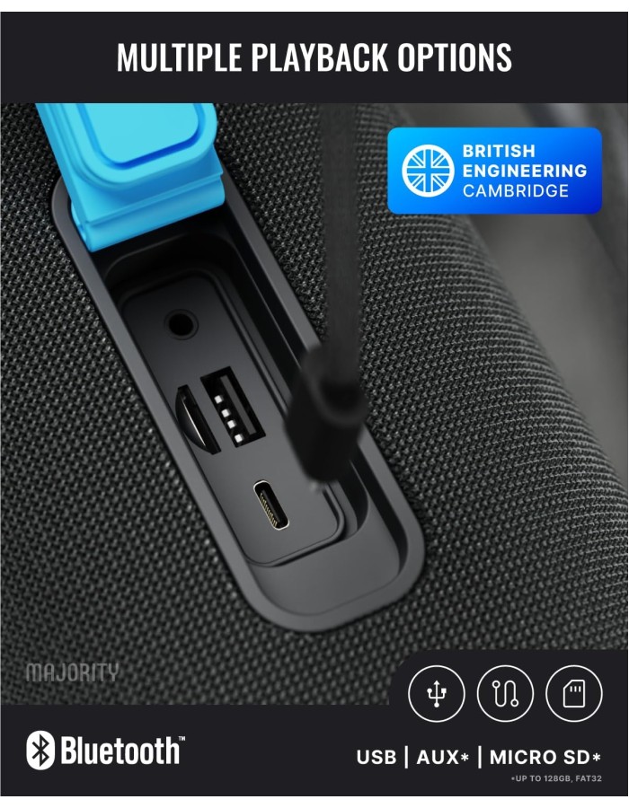 Majority Portable Speakers Move 4 IPX67 70W USB/AUX/SD/RGB UK