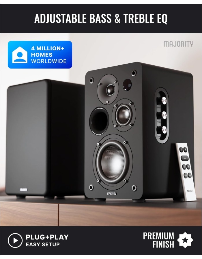 Majority Speakers Active D100X 100W 5'' 3-Way BT/USB/HDMI/DSP/Phono Black (pair)