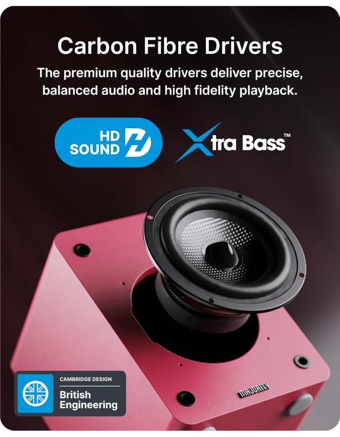 Majority Speakers Active D50X 60W 2.0 BT/USB/Optical/HDMI ARC Maroon (pair)