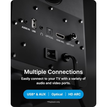 Majority Speakers Active D50X 60W 2.0 BT/USB/Optical/HDMI ARC Black (pair)
