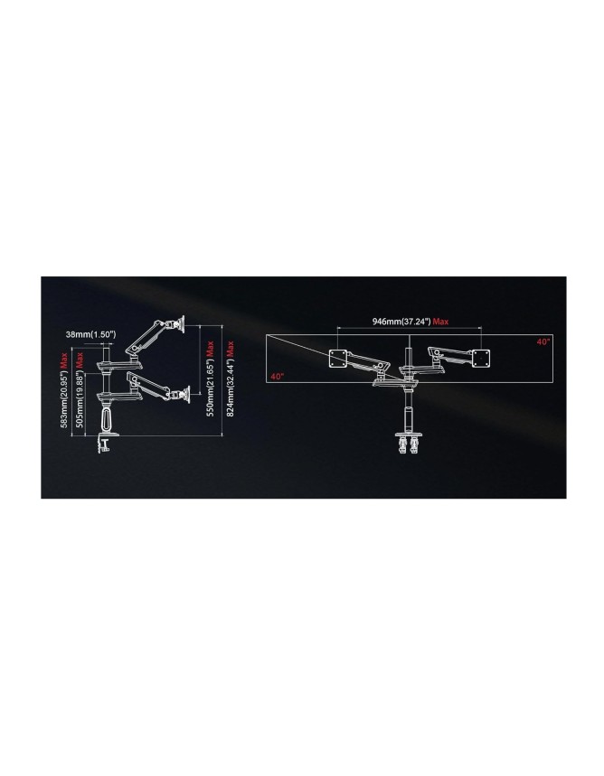 NBMounts D9C Monitor Desk Mount 2x Arms Heavy Duty NBMounts D9C Monitor Desk Mount 2x Arms Heavy Duty