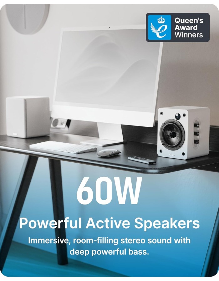 Majority Speakers Active D50X 60W 2.0 BT/USB/Optical/HDMI ARC White (pair)