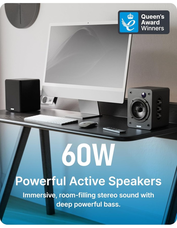 Majority Speakers Active D50X 60W 2.0 BT/USB/Optical/HDMI ARC Black (pair)