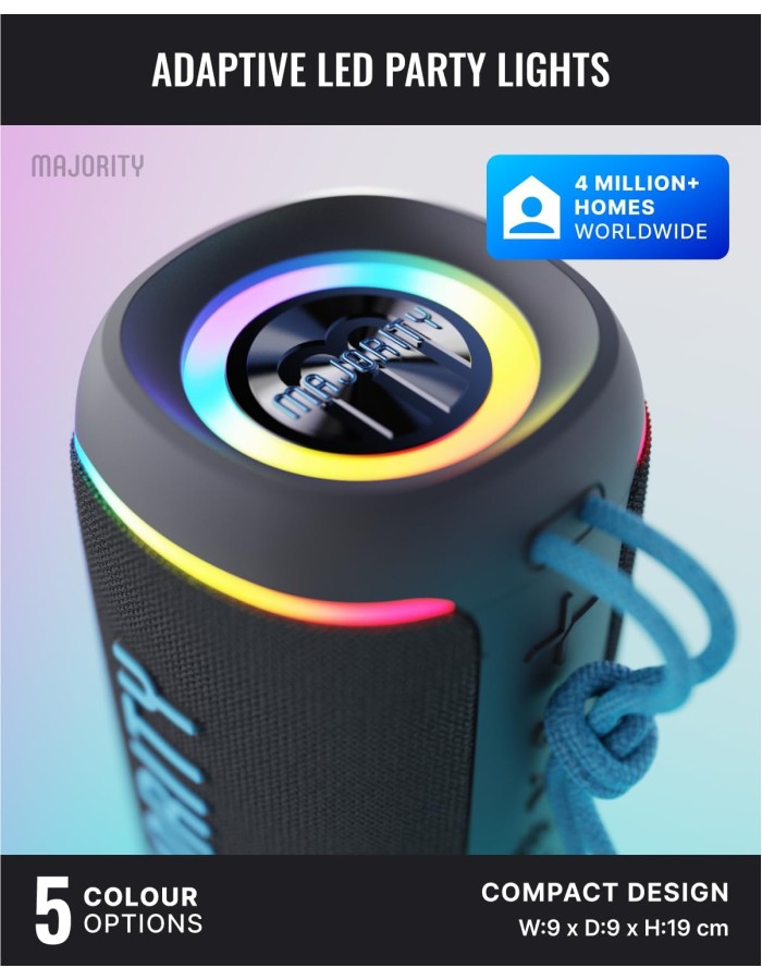 Majority Portable Speakers Move 2 IPX67 24W USB/AUX/SD/RGB UK
