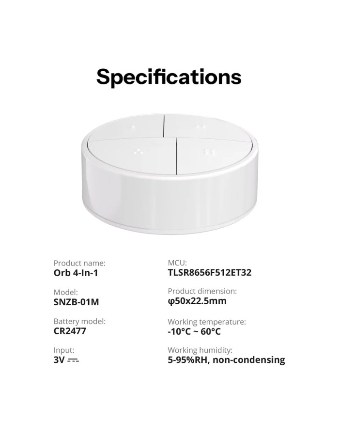 Sonoff Zigbee Smart Scene 4 Button SNZB-01M