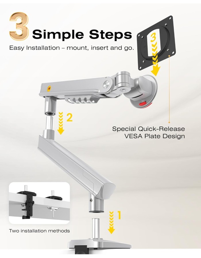 NBMounts SmooVex A5-XS Single Arm Monitor Desk Mount with Mechanical Spring NBMounts SmooVex A5-XS Single Arm Monitor Desk Mount with Mechanical Spring