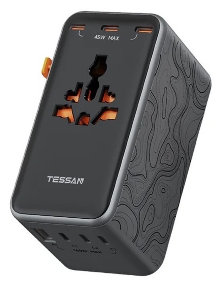 Tessan Universal World Travel Adaptor 1xUSBA 6xUSBC 205W TS-WTA13-BK Tessan Universal World Travel Adaptor 1xUSBA 6xUSBC 205W TS-WTA13-BK