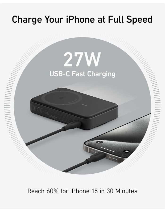 Anker Mobile Powerbank Wireless 10000 15W Smart Display Qi2 MagGo Black