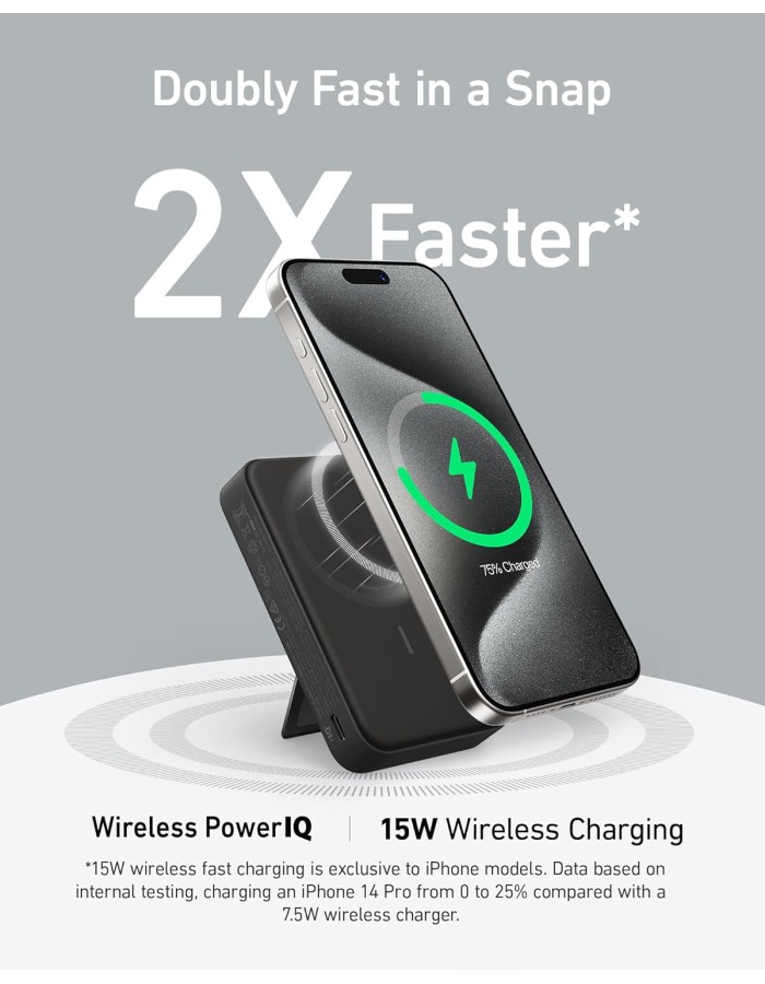 Anker Mobile Powerbank Wireless 10000 15W Smart Display Qi2 MagGo Black