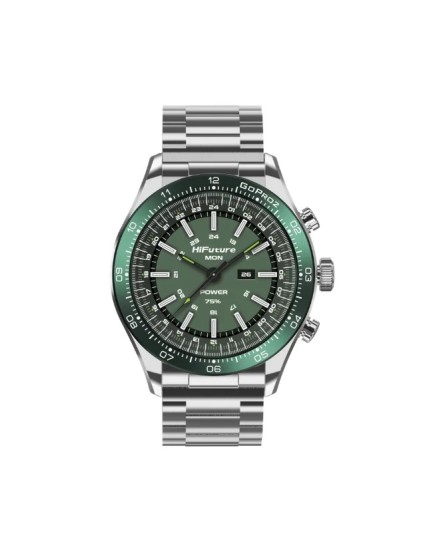 HiFuture GO PRO2 Silver Green Luxury Swiss-Inspired Elegance Stainless Steel SmartWatch with AMOLED Display, 10 Day Battery, 1ATM HiFuture GO PRO2 Silver Green Luxury Swiss-Inspired Elegance Stainless Steel SmartWatch with AMOLED Display, 10 Day Battery, 1ATM