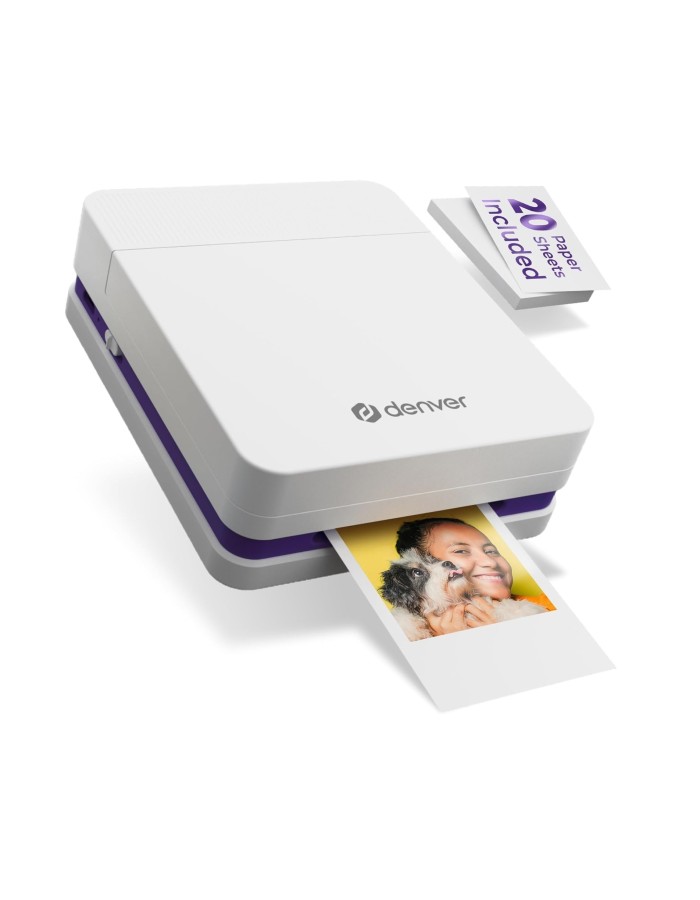 Denver MCP-6010 Portable Color Inkjet Printer with Bluetooth (includes 1x Ink Cartridge & 20x Printing Papers)