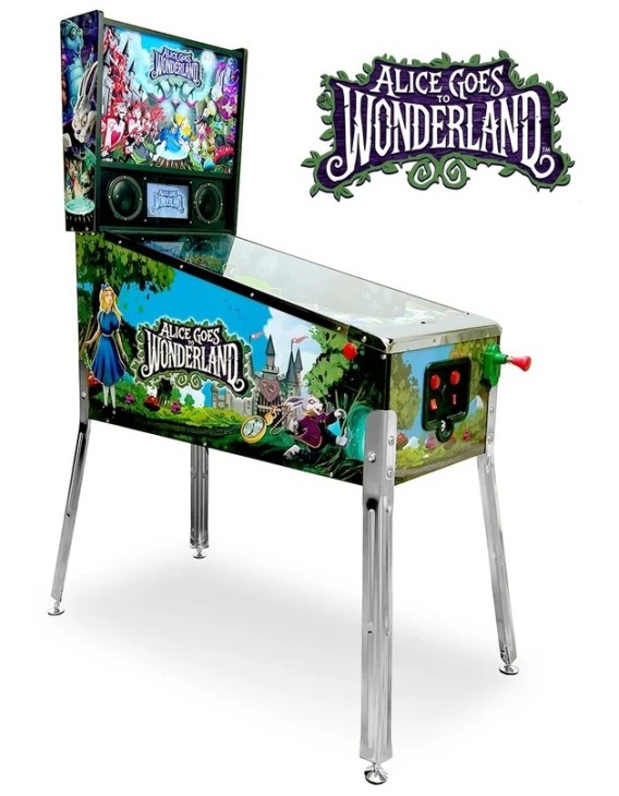 Alice Goes to Wonderland Home Pinball Machine with Real Flippers, Bumpers, Ramps & Multiball, Wi-Fi High Scores, Custom Art