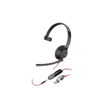 Poly Blackwire 5210 Monaural USB-C Headset +3.5mm Plug +USB-C/A Adapter (8X230AA)