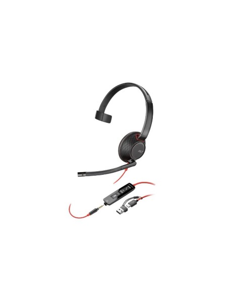 Poly Blackwire 5210 Monaural USB-C Headset +3.5mm Plug +USB-C/A Adapter (8X230AA)