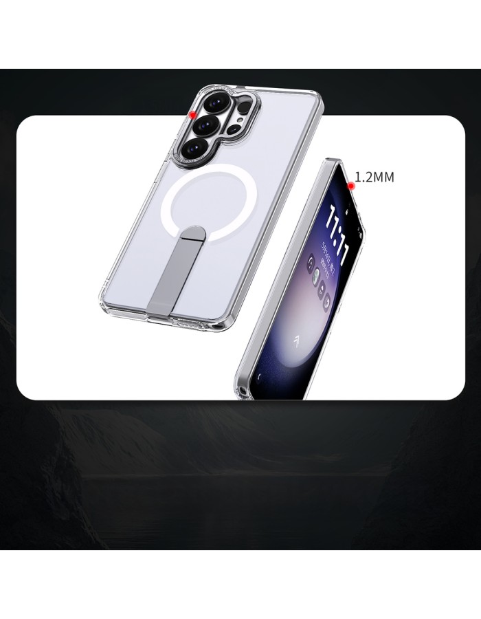 Hybrid Armor X Case for Samsung Galaxy S26 Ultra with Stand, Compatible with MagSafe - Transparent