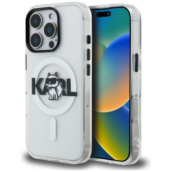 Karl Lagerfeld IML Choupette Sketch Logo MagSafe Case for iPhone 16 Pro Max - Clear