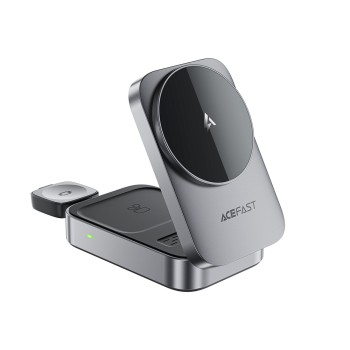 Acefast E22 3-in-1 Wireless Inductive Charging Station, MagSafe Compatible - Gray