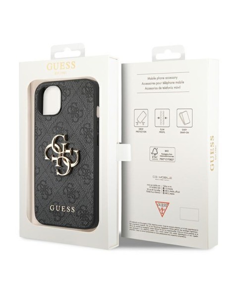 Guess 4G Big Metal Logo iPhone 14 Case - Gray