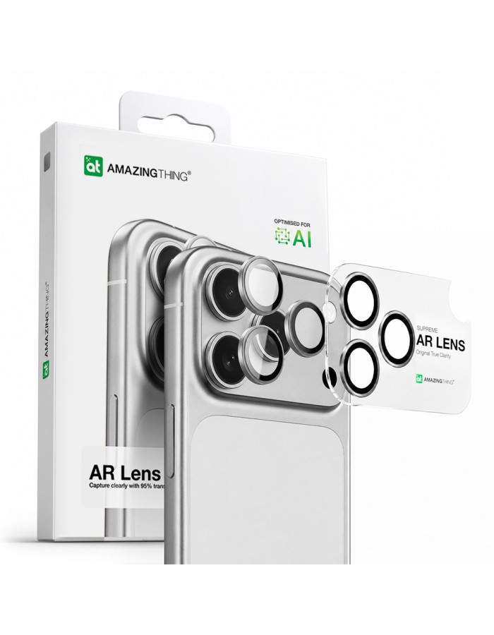 AmazingThing Lens Glass for iPhone 17 Pro / Pro Max with Silver Aluminum Frame