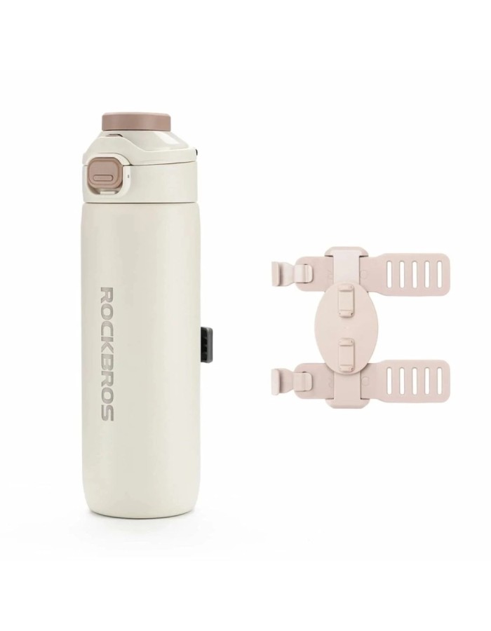 Rockbros S550H-1 700 ml Thermal Bottle with Magnetic Holder and Mounting Strap - Beige