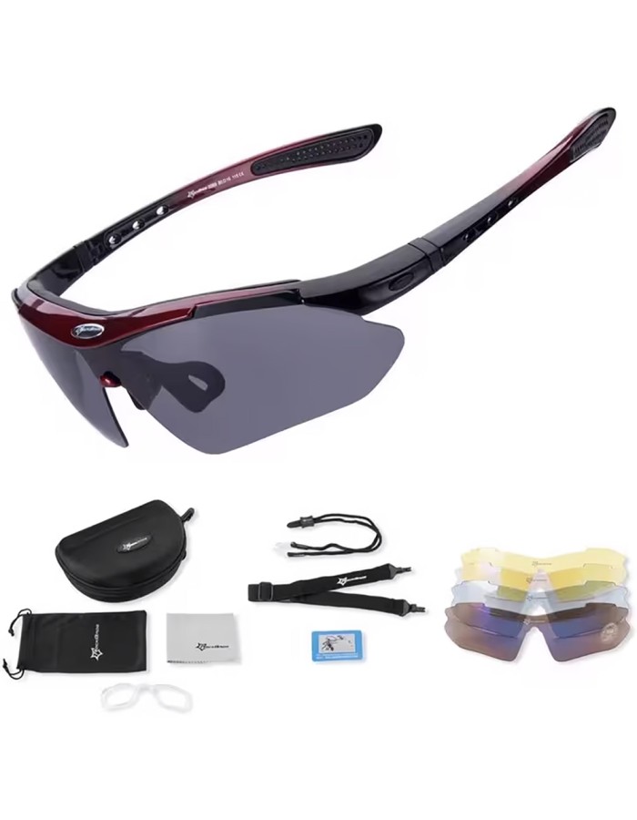 Rockbros 10001 Polarized Cycling Glasses - Black and Red