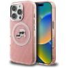Karl Lagerfeld IML Glitter Karl &amp;amp; Choupette Heads Logo MagSafe Case for iPhone 16 Pro - Pink
