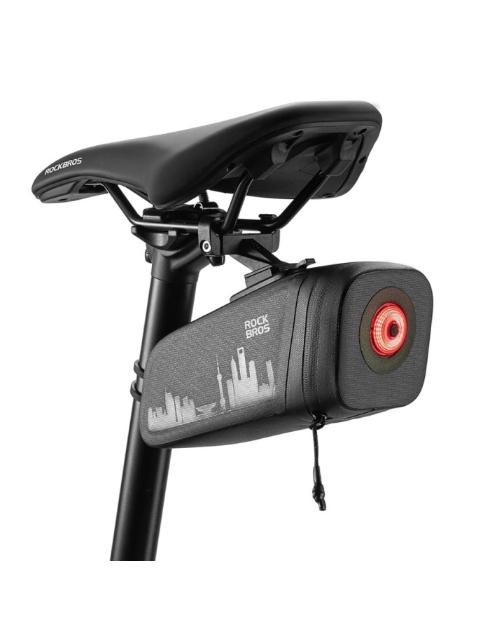 Rockbros AS-141 Lightweight Bicycle Seat Bag with Smart Rear Light - Black Rockbros AS-141 Lightweight Bicycle Seat Bag with Smart Rear Light - Black