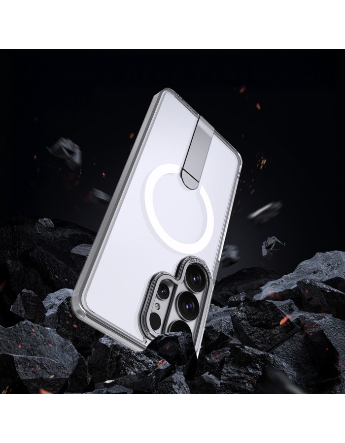 Hybrid Armor X Case for Samsung Galaxy S26 Ultra with Stand, Compatible with MagSafe - Transparent