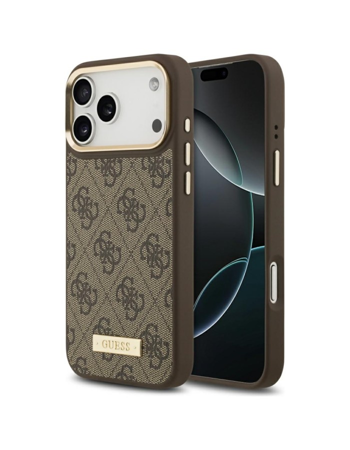 Guess 4G Logo Plate MagSafe Case for iPhone 17 Pro Max - Brown Guess 4G Logo Plate MagSafe Case for iPhone 17 Pro Max - Brown