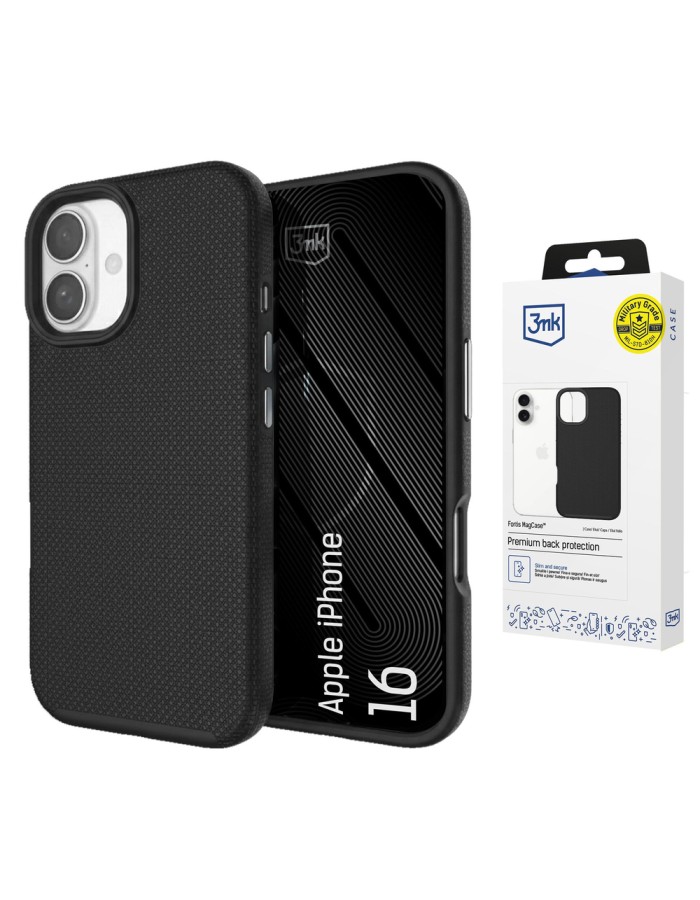 3mk Fortis MagCase for iPhone 16 - black