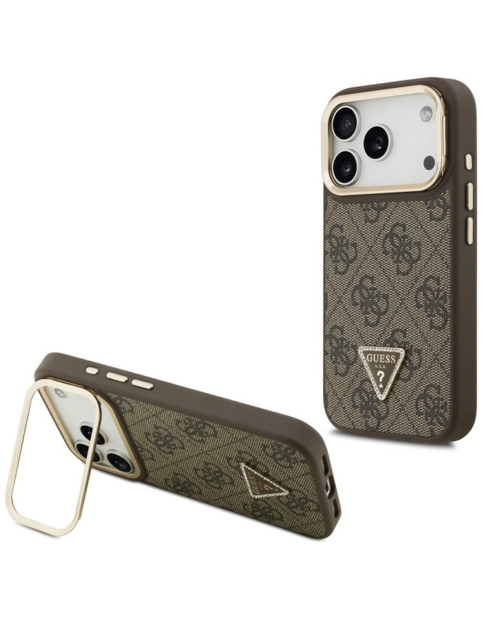 Guess 4G PU Triangle Logo & Stand Camera Magsafe Case for iPhone 17 Pro - Brown Guess 4G PU Triangle Logo & Stand Camera Magsafe Case for iPhone 17 Pro - Brown