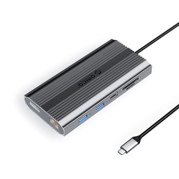 Orico XDR 12in1 USB-C Docking Station USB-A USB-C 2x HDMI 4K 60Hz DisplayPort 4K 60Hz RJ45 Gigabit PD 100W SD and microSD Card Reader - Gray
