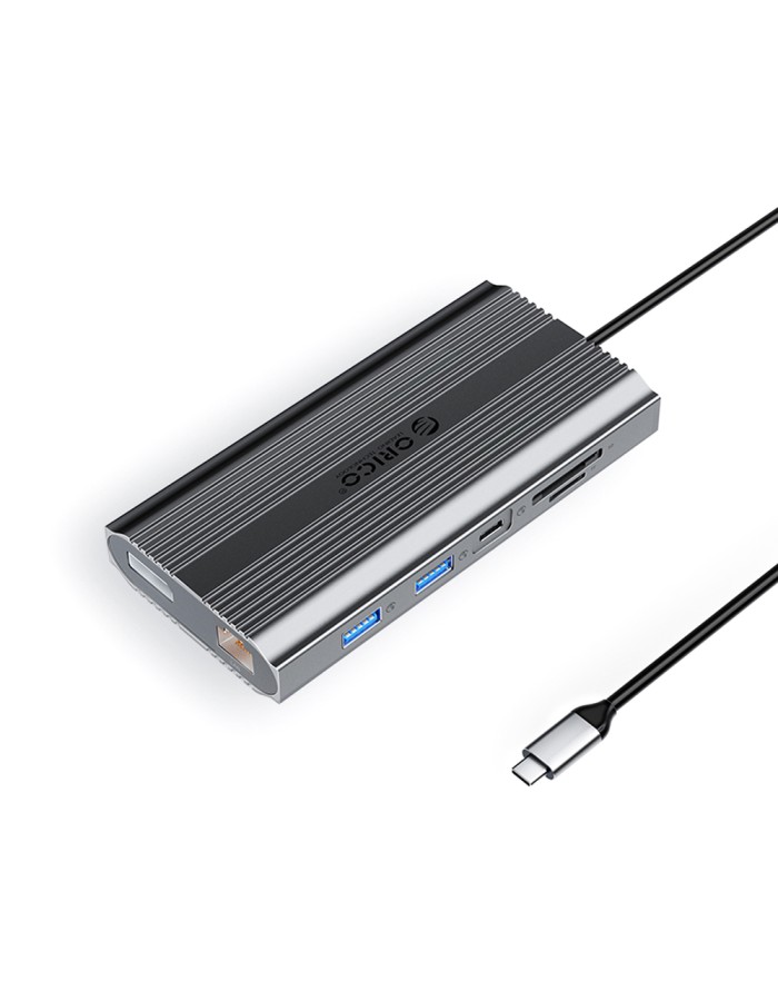 Orico XDR 12in1 USB-C Docking Station USB-A USB-C 2x HDMI 4K 60Hz DisplayPort 4K 60Hz RJ45 Gigabit PD 100W SD and microSD Card Reader - Gray Orico XDR 12in1 USB-C Docking Station USB-A USB-C 2x HDMI 4K 60Hz DisplayPort 4K 60Hz RJ45 Gigabit PD 100W SD and microSD Card Reader - Gray