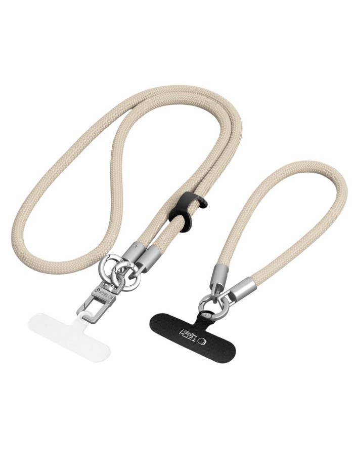 Tech-Protect C10S Crossbody Phone Lanyard (114 cm) + Wrist Strap (31 cm) - Beige Titanium Tech-Protect C10S Crossbody Phone Lanyard (114 cm) + Wrist Strap (31 cm) - Beige Titanium