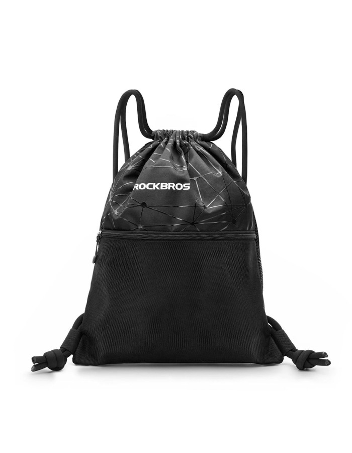 Rockbros D49-2 sports backpack bag with drawstring, zipper pocket and ventilated back 9 l - black Rockbros D49-2 sports backpack bag with drawstring, zipper pocket and ventilated back 9 l - black