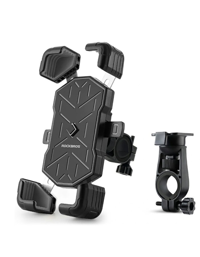 Rockbros HW-117 Handlebar Clamp Phone Holder - Black and Gray Rockbros HW-117 Handlebar Clamp Phone Holder - Black and Gray