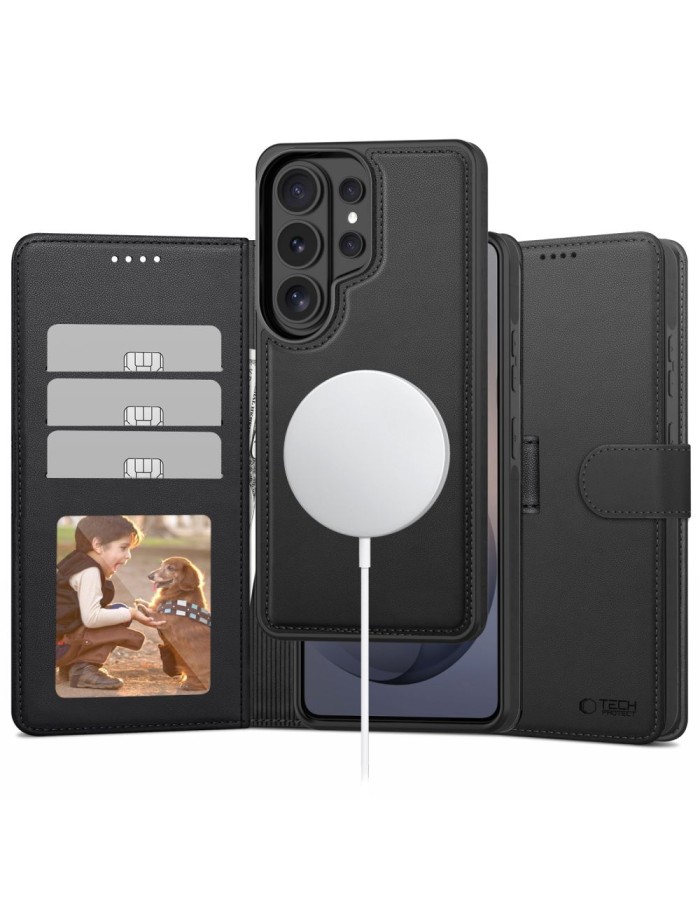 Tech-Protect Wallet MagSafe Case for Samsung Galaxy S26 Ultra - Matte Black
