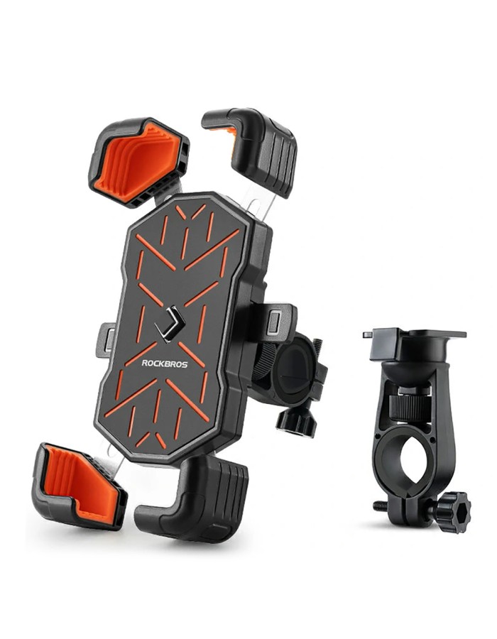 Rockbros HW-117 Handlebar Clamp Phone Holder - Black and Orange Rockbros HW-117 Handlebar Clamp Phone Holder - Black and Orange