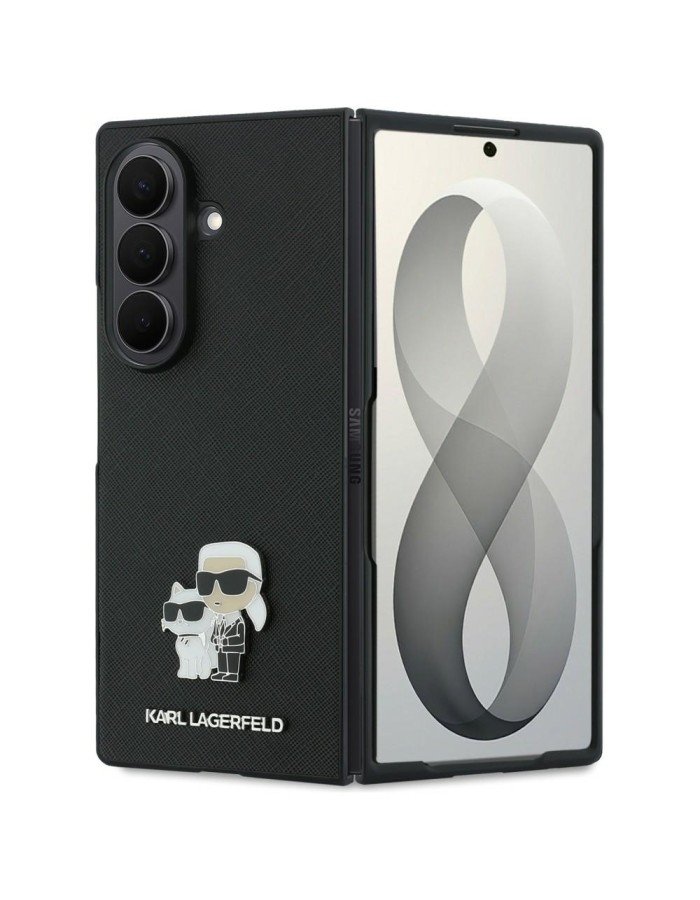 Karl Lagerfeld Saffiano Karl&amp;amp;Choupette Pin Case for Samsung Galaxy Z Fold 8 Ultra - Black